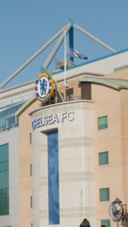 Vertical-Video-Showing-Exterior-Of-Stamford-Bridge-Stadium-Home-Ground-Chelsea-Football-Club-London-